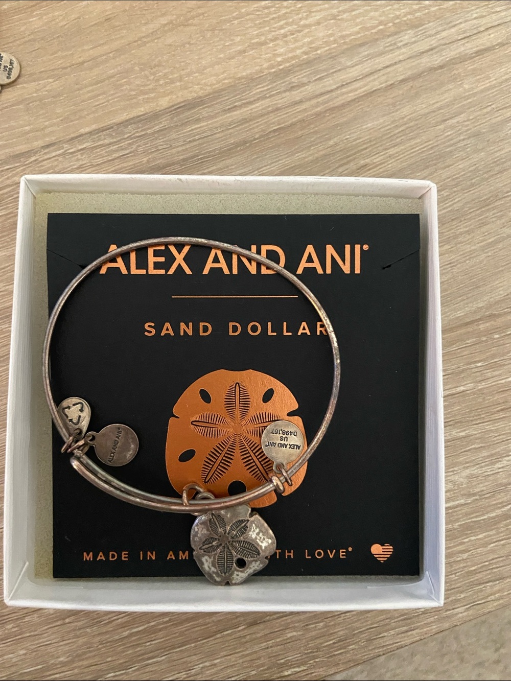 Alex and Ani Silver Sand Dollar Charm Bangle